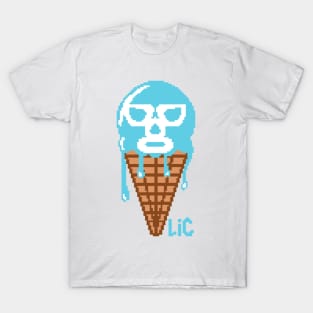 Lucha Ice Cream Logo PIXEL BLUE T-Shirt